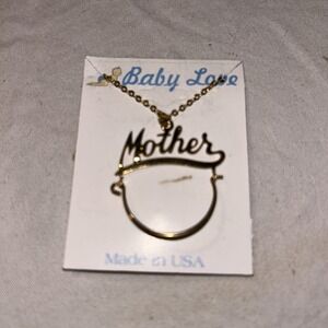 Vintage 1980s Mother charm necklace Baby Love Made In USA J6‎
